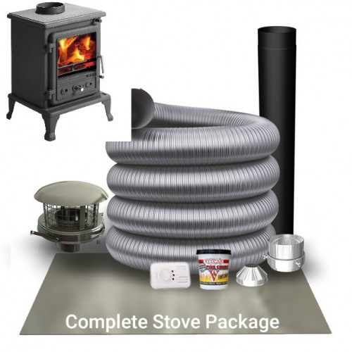 Firefox 5 Stove Package - Stove Package - Complete Stove Package - Chimney  Liner